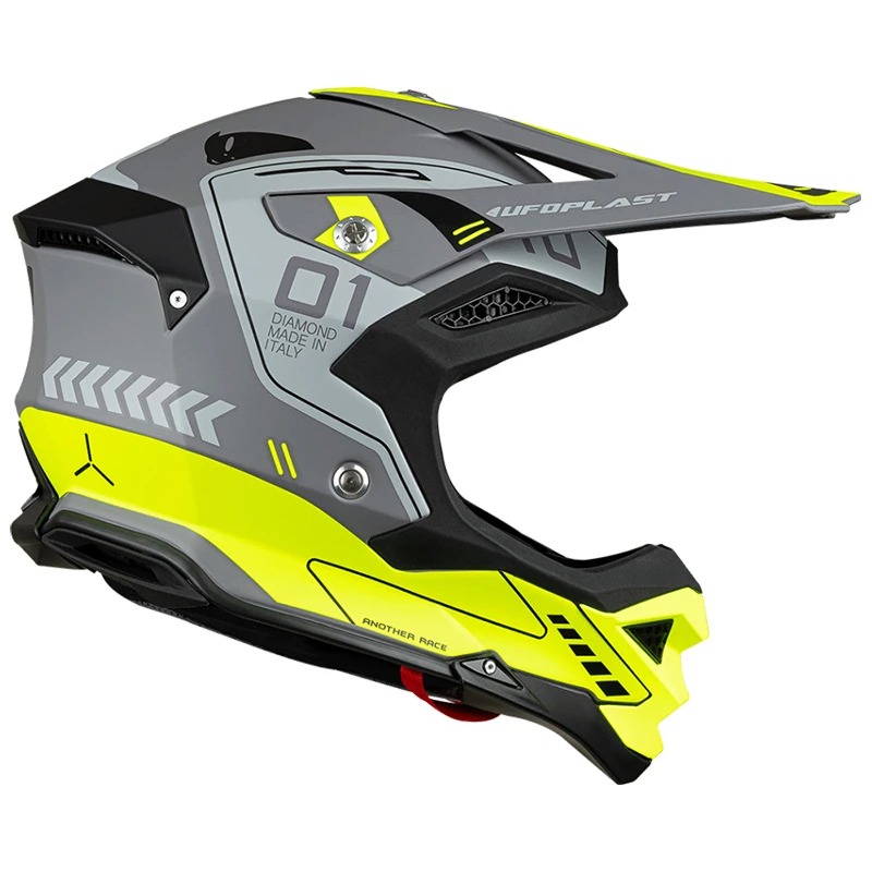 Best Sale ⭐ Fiber Ufo Diamond Helmet Grey Yellow Fluo 👏 3 Best Sale ⭐ Fiber Ufo Diamond Helmet Grey Yellow Fluo 👏 - Image 3